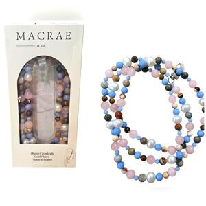 MACRAE & CO. Multicolor Natural Stone Phone Crossbody Strap pink/white/blue. NWT